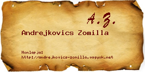 Andrejkovics Zomilla névjegykártya
